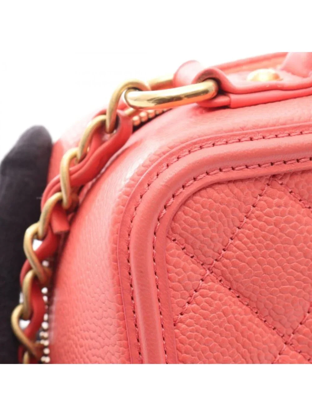 Chanel Shoulder Bag CC Figuri Vanity 2-Way Salmon Pink Caviar Leather CC